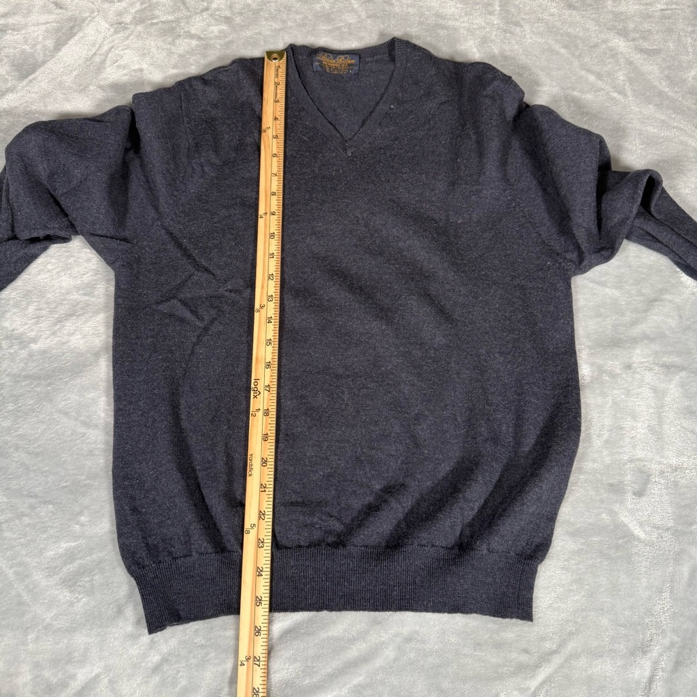 Vintage Brooks Brothers V Neck Wool Sweater Mens L (Fits M Slim) Faded Blue 90s - Picture 7 of 8